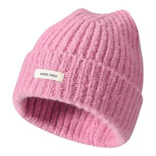 粉色毛线帽子女秋冬季显脸小保暖包头针织帽护耳月子冷帽2025新款