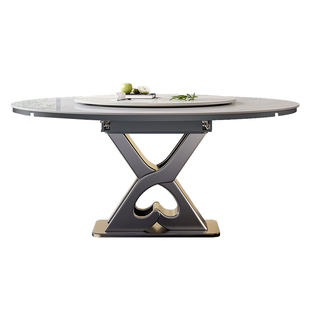 岩板餐桌可伸缩家用小户型多功能隐形电磁炉暖彩板折叠靠墙餐桌椅