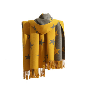 内蒙高档100%纯羊绒围巾披肩两用女秋冬民族风加厚羊毛围脖百搭款