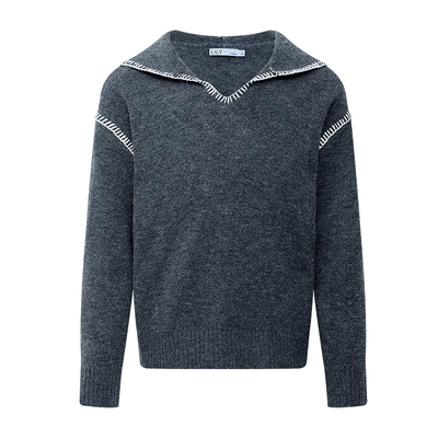 LILY通勤格雷系套头连帽针织衫