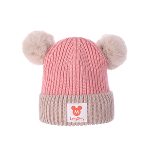 婴儿帽子秋冬0-12个月男女宝宝公主毛线帽幼儿保暖可爱围脖1--3岁