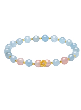 周六福冰粉桃花手串女S925银手链手饰小众百搭圣诞礼物送女友