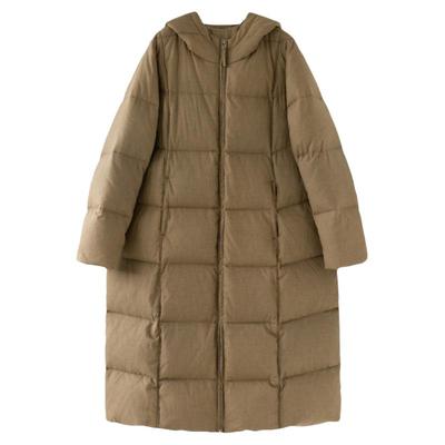 梭家文艺棉羊毛长款连帽95鹅绒