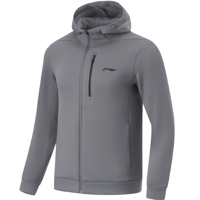 李宁男子健身系列常规型衫连帽卫衣春秋运动休闲外套AWDU393-B品