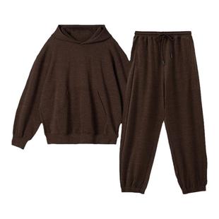 JNBYHOME江南布衣卫衣套装女运动风双面针织连帽长袖外穿家居服