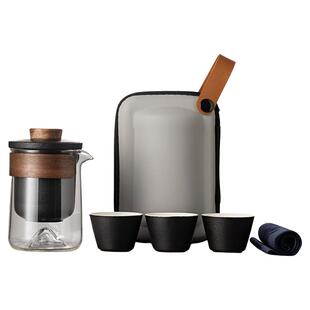 玻璃旅行茶具便携式套装泡茶户外旅游露营喝茶装备功夫茶杯快客杯