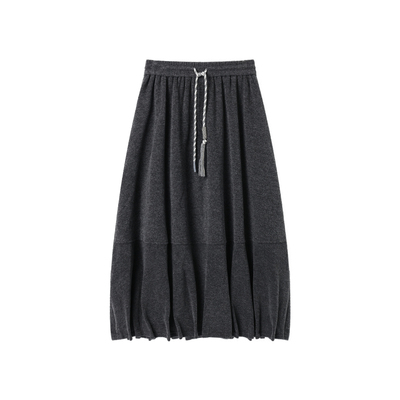 西町村屋简约风花苞裙女装2025冬季新款气质长款半身裙XHAD10198