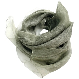 轻盈薄款双层真丝混纺米色围巾披肩女春秋外搭时尚披肩桑蚕丝纱巾