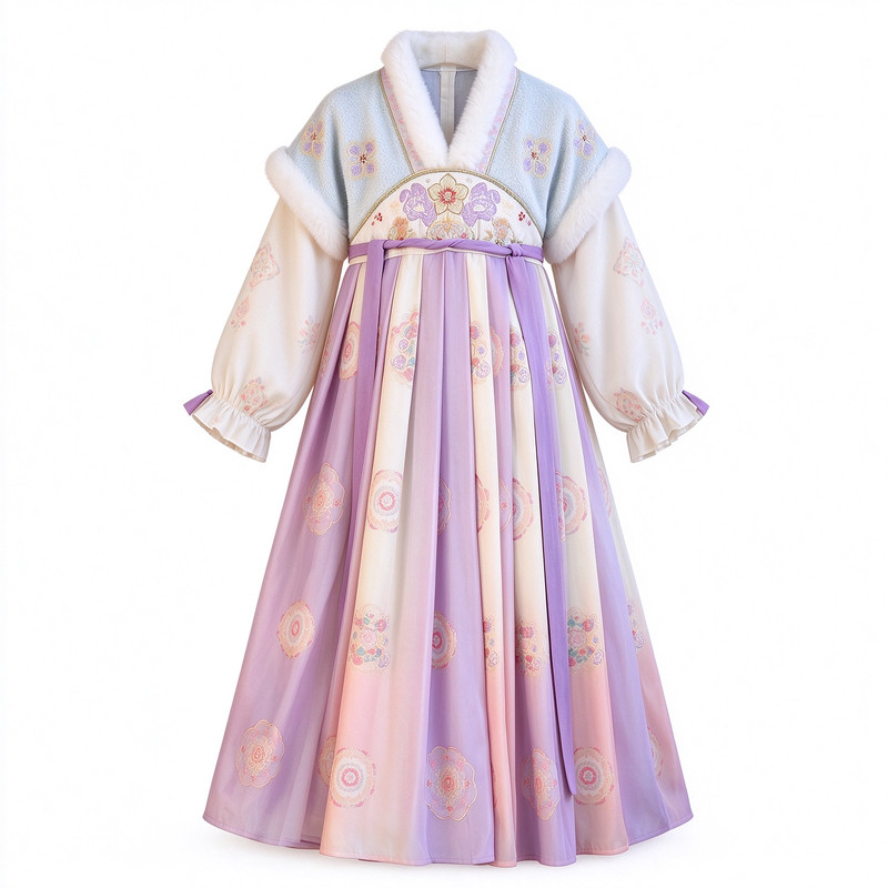 汉服女童冬款加绒国风裙子2026新款儿童秋冬季古装加厚新年拜年服