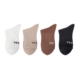 梦娜袜子女秋冬毛巾底运动减震袜吸汗透气运动袜中长筒横条纹女袜