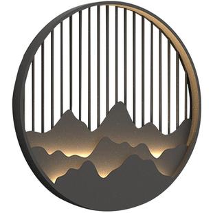 刻为新中式壁灯户外防水室外简约山水画庭院外墙灯阳台门厅灯