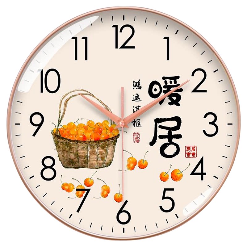 新中式暖居中国风静音挂钟电波钟