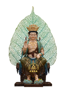 纯铜一叶天冠弥勒像供奉桌面摆件