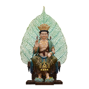 一叶天冠弥勒像纯铜热着色当来下生慈无能胜阿逸多菩萨弥勒佛摆件