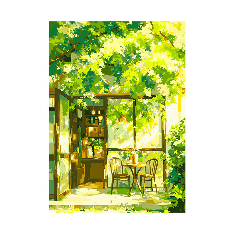 自油自画数字油画diy夏枝漫窗