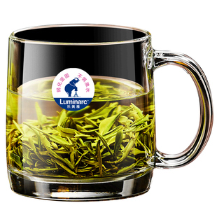 乐美雅钢化玻璃杯家用水杯带把手待客泡茶杯绿茶杯喝水杯子开水杯