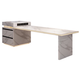 德利丰全岩岛台餐桌一体家用可伸缩多功能轻奢高级感厨房客厅倒台