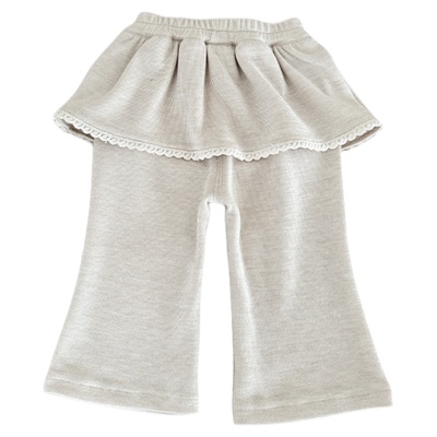 女童裤子春秋款洋气小月龄宝宝花边纯色长裤秋季百搭休闲打底裤萌