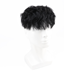 假发男短发全真发烫发造型头顶补发片自然遮秃帅气时尚男款假发片