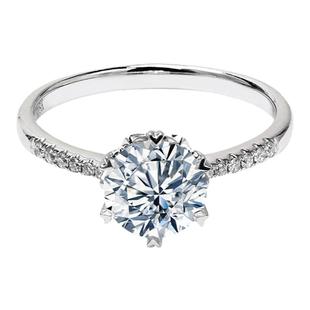 【培育】芮爱VRAI 心形六爪铺钻圆钻婚戒 钻戒女钻石求婚戒指铂金