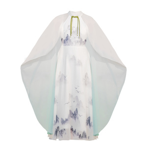 新款中国风女童高端汉服古筝演出服儿童民乐演奏大合唱礼服主持人