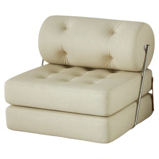 2025新款单人沙发床懒人沙发拼接床加宽折叠雪尼尔绒沙发床白色