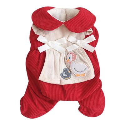 萌宠春秋季节推荐红色狗狗四脚衣