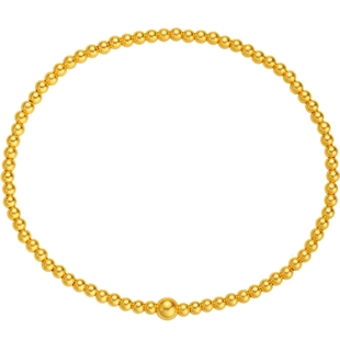 潮宏基传家宝黄金手链古法足金手串手绳女启福圆珠结婚 计价