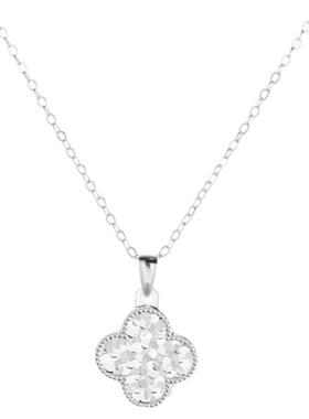 足银S990镭射碎冰冰四叶草项链