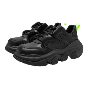 MIO米奥圆头松糕底老爹鞋波浪纹拼贴时尚潮流休闲鞋女鞋运动鞋