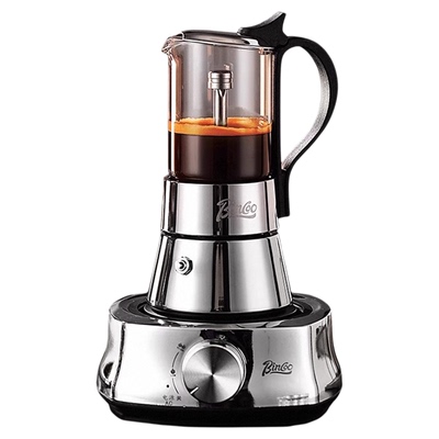 bincoo摩卡壶双阀煮咖啡机小型家用不锈钢意式器具手冲玻璃咖啡壶