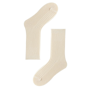 AR绒感毛圈中筒袜2026秋冬保暖男女同款堆堆袜ins潮袜AlmondRocks