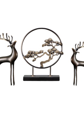 黄铜鹿家居客厅玄关电视柜酒柜装饰品高级感办公室轻奢高档摆件