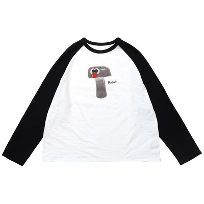 情侣款雪花纹蘑菇印花插肩袖T恤