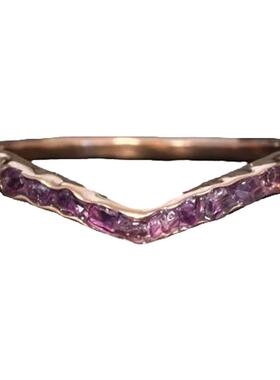 女士玫瑰金天然紫水晶镶嵌戒指
