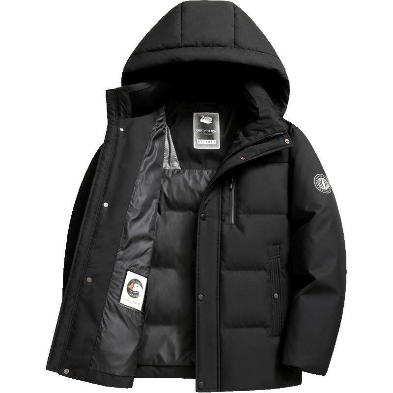 雪中飞鹅绒羽绒服男款2025新款加厚保暖男装冬季外套中老年爸爸装