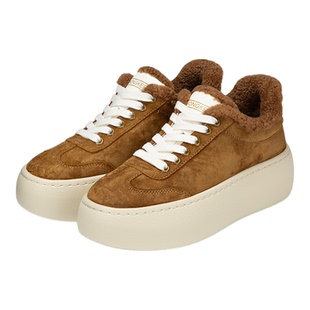 Hongkee/红科女鞋2025新款毛绒保暖冬季厚底系带休闲鞋H555X301