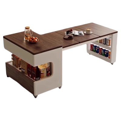 实木可移动多功能可折叠升降茶几