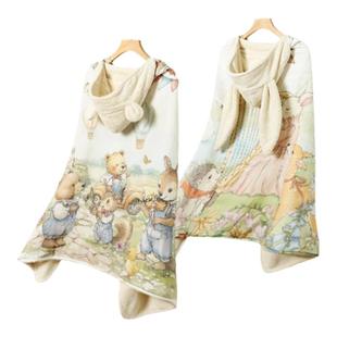 婧麒婴儿浴巾儿童斗篷可穿式新生吸水毛巾洗澡浴袍冬季带帽男女童