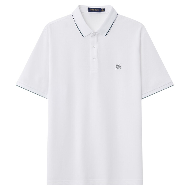 Polovillae/保罗威特男士短袖刺绣POLO衫舒适男子t恤翻领衫