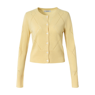 RPB BRAND 初春淡色轻薄韩系长袖针织开衫女收腰短款显瘦毛衣外套