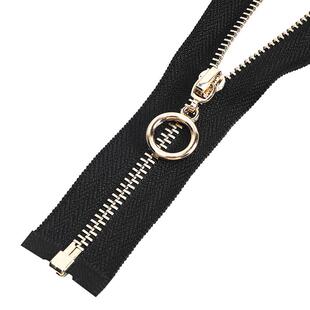 3号金属拉链条浅金色铜齿细牙尾开衣服夹克外套门襟小圆圈拉链头