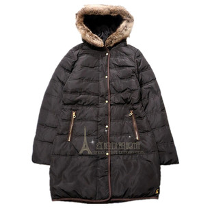 白菜价英伦冬季女款中长款羽绒服加厚带帽杂款