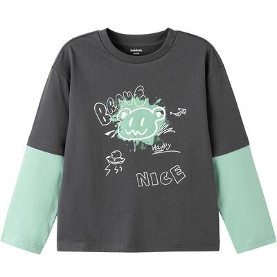 巴拉巴拉长袖t恤假两件百搭上衣