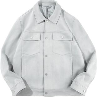 【烧花工艺】HLA/海澜之家山不在高夹克春秋麂皮通勤时尚外套男装