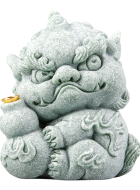 逗兽记青砂石摆件国潮桌面茶宠