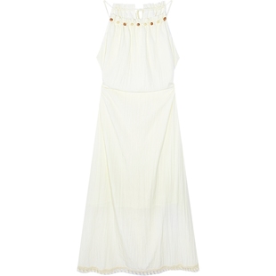 妖精的口袋度假风挂脖吊带连衣裙女2025年夏季新款后背镂空设计感