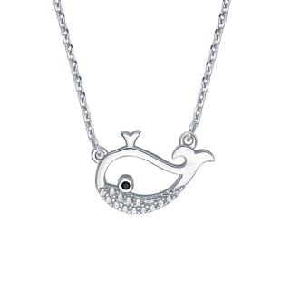周六福S925纯银小鲸鱼项链吊坠女2023潮小众百搭锁骨链情人节礼物