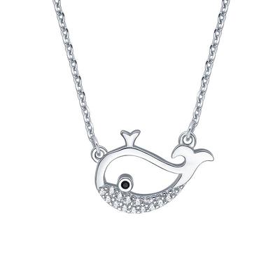 周六福S925纯银小鲸鱼项链吊坠女2023潮小众百搭锁骨链情人节礼物