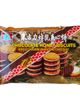 华声朱古力蜂乳夹心饼干187克